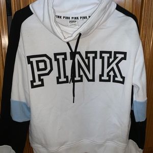 white PINK loose turtleneck sweater